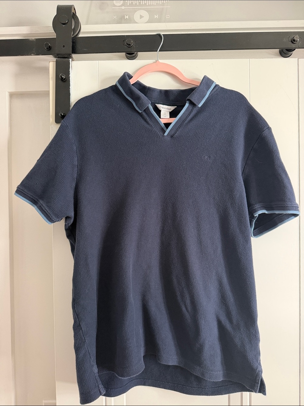 Calvin Klein Jeans Navy Polo with Light Blue Trim